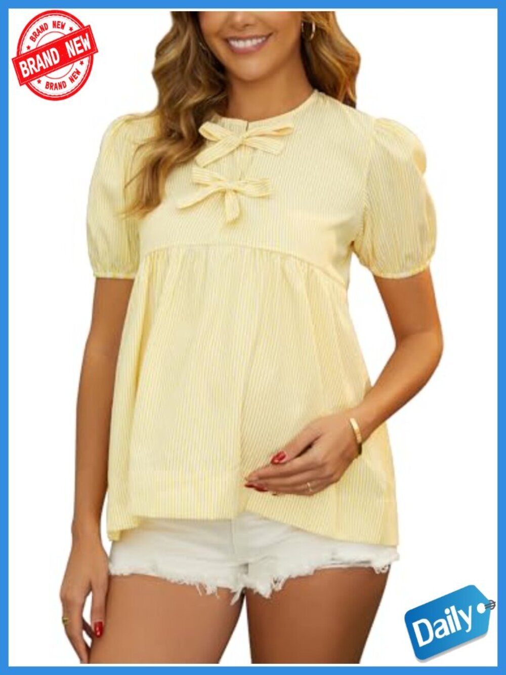 100% Cotton Babydoll Maternity Blouse Flowy Peplum Nursing Top